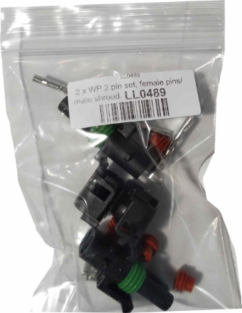 Picture of 2 x Weather Pack 2 pin female pins/male shroud