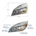 Picture of Chrome QUAD-LED Headlights with LED DRL & SEQ. Signal for 2018-2023 Freightliner Cascadia